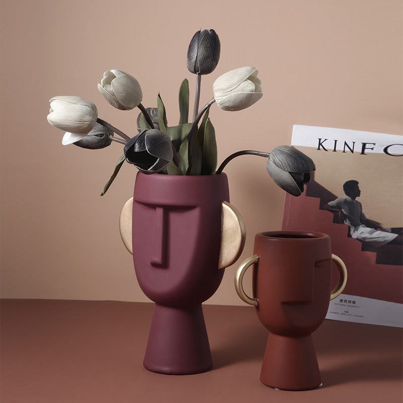 Nordic Style Face Art Ceramic Vase