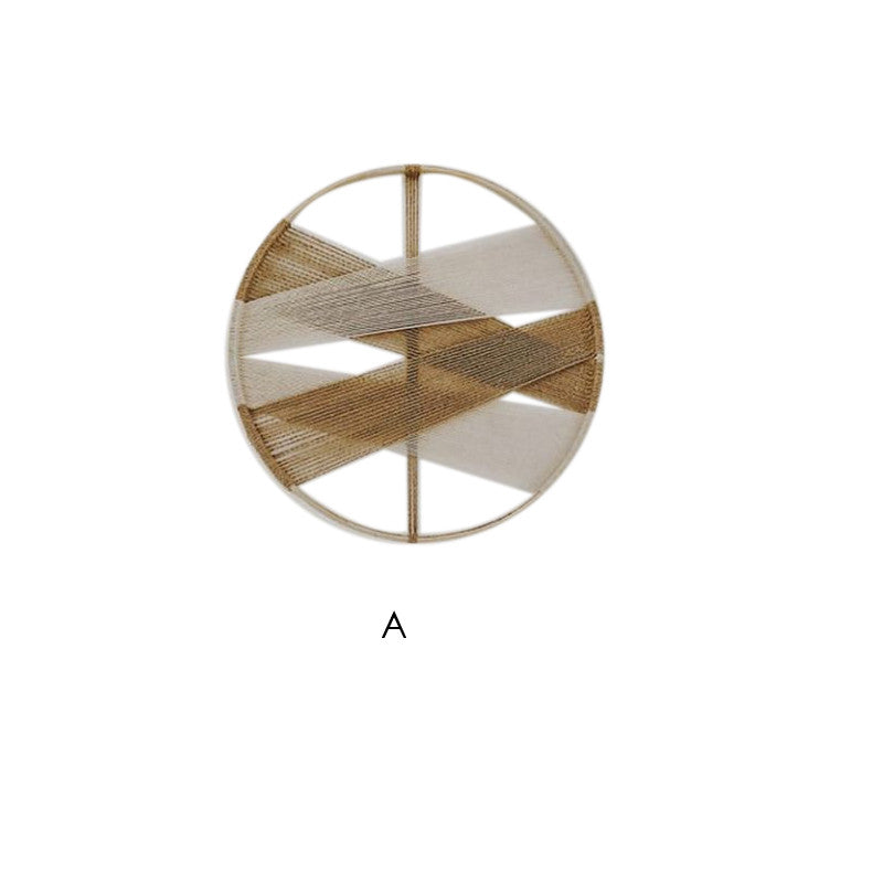 Bamboo Linen Woven Round Wall Decor Tapestry