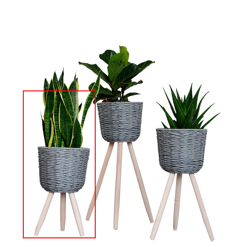 Flower Basket Rattan Simple Balcony Flower Stand Floor-standing