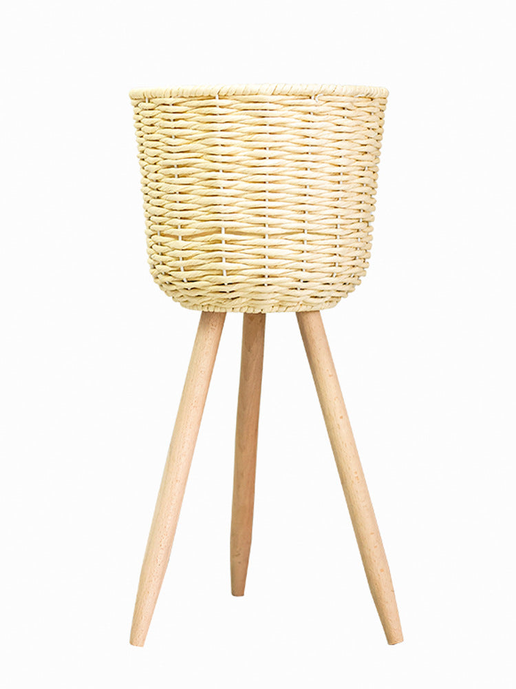 Flower Basket Rattan Simple Balcony Flower Stand Floor-standing
