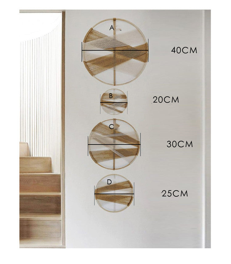 Bamboo Linen Woven Round Wall Decor Tapestry