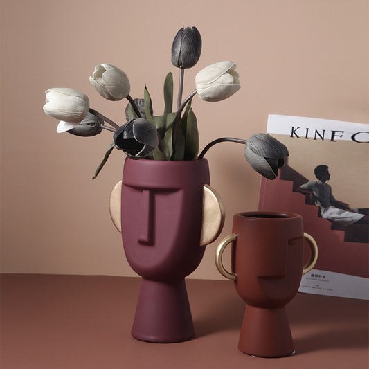 Nordic Style Face Art Ceramic Vase